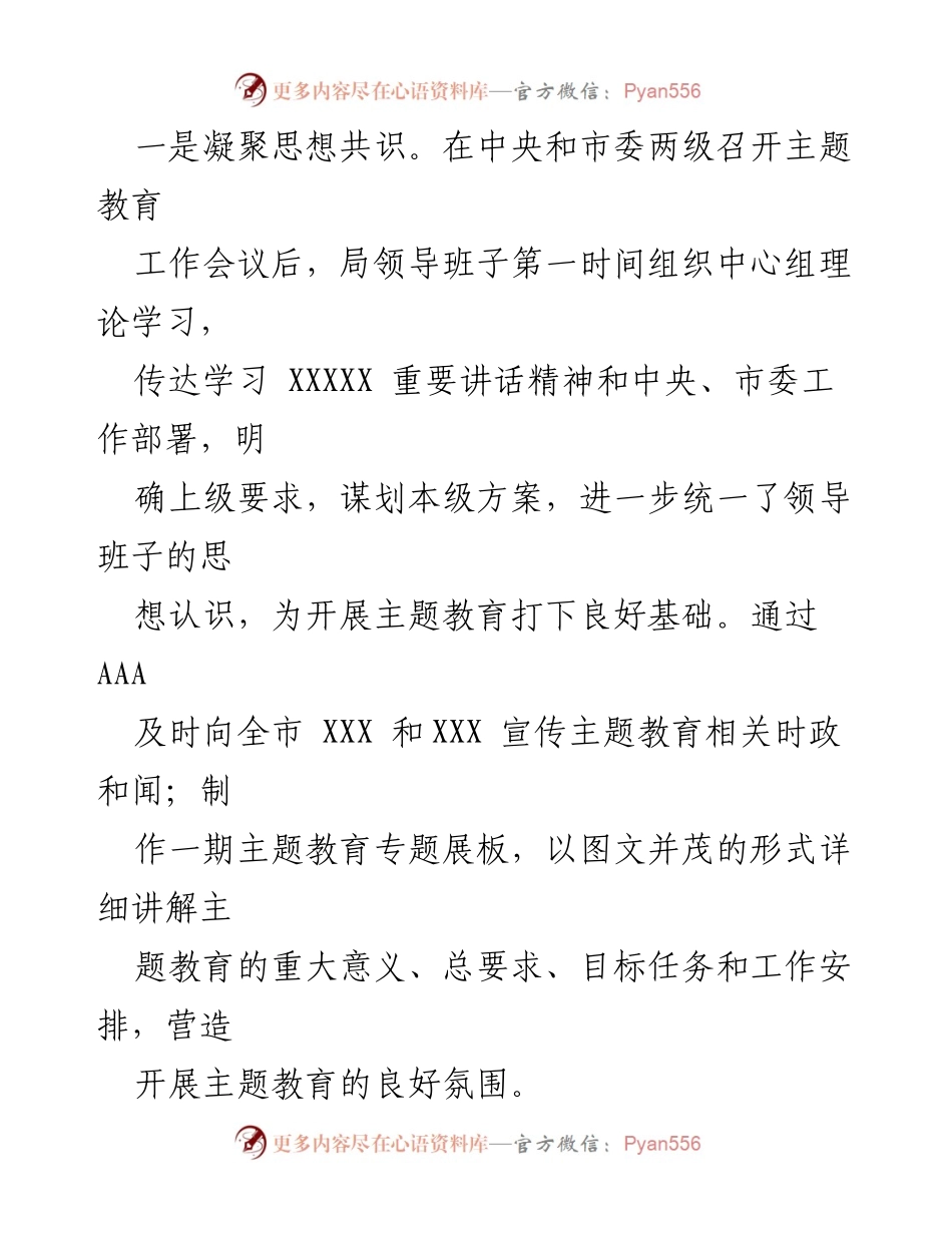 [工作总结] 主题教育 - 2023年XX市局主题教育开展情况汇报.docx_第2页