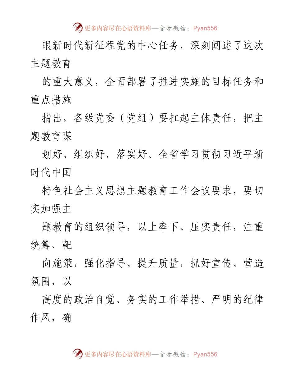 [工作总结] 主题教育工作会议 - 高标准推进主题教育的组织领导与实效保障.docx_第2页