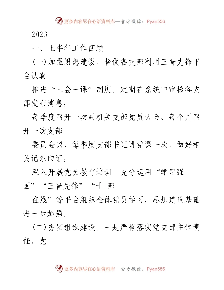 [工作总结] 上半年党建工作 - 2023年上半年党建工作总结报告.docx_第1页