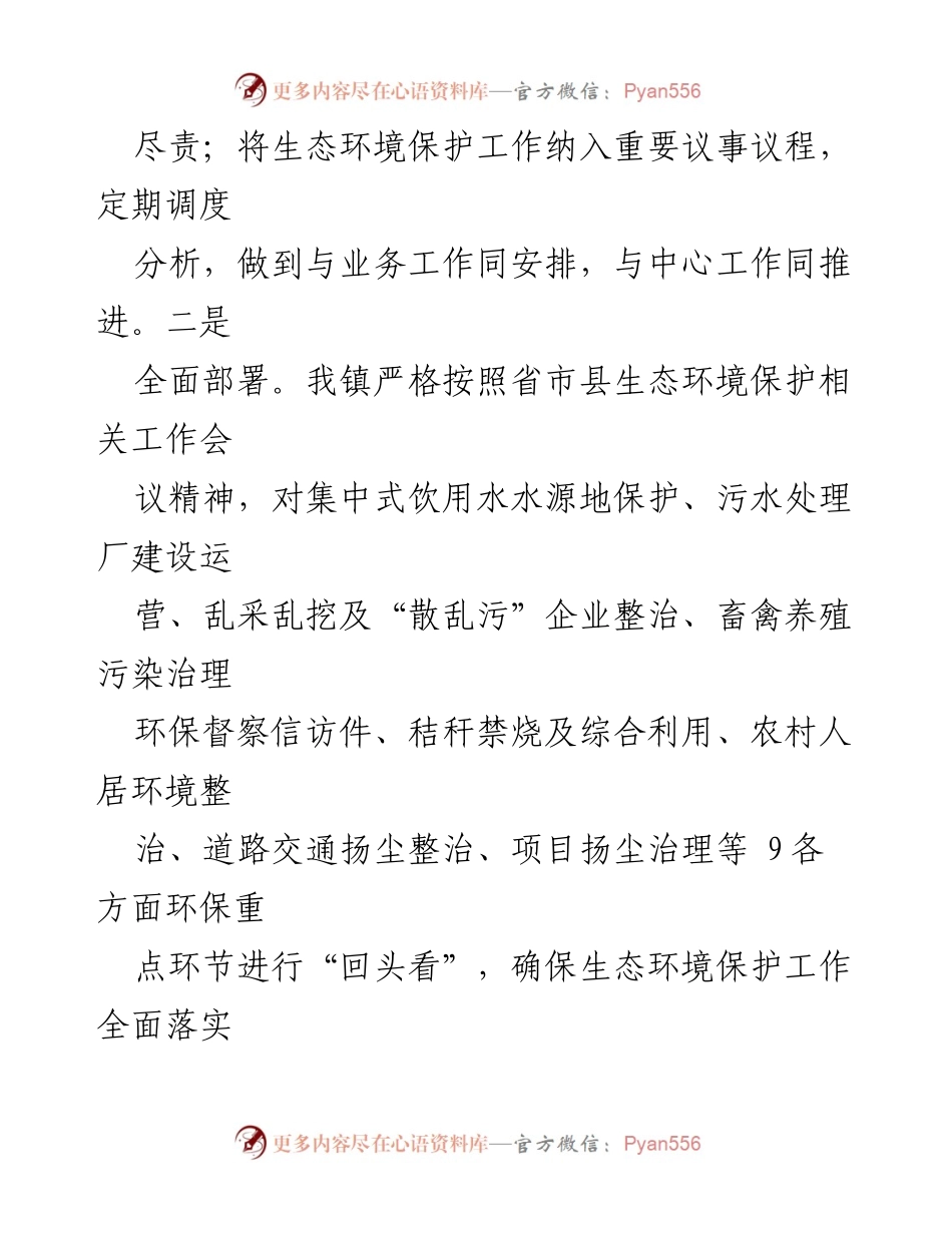 [工作总结] XX 镇生态环境保护工作落实情况 - XX 镇生态环境保护工作成效与整改措施汇报.docx_第2页