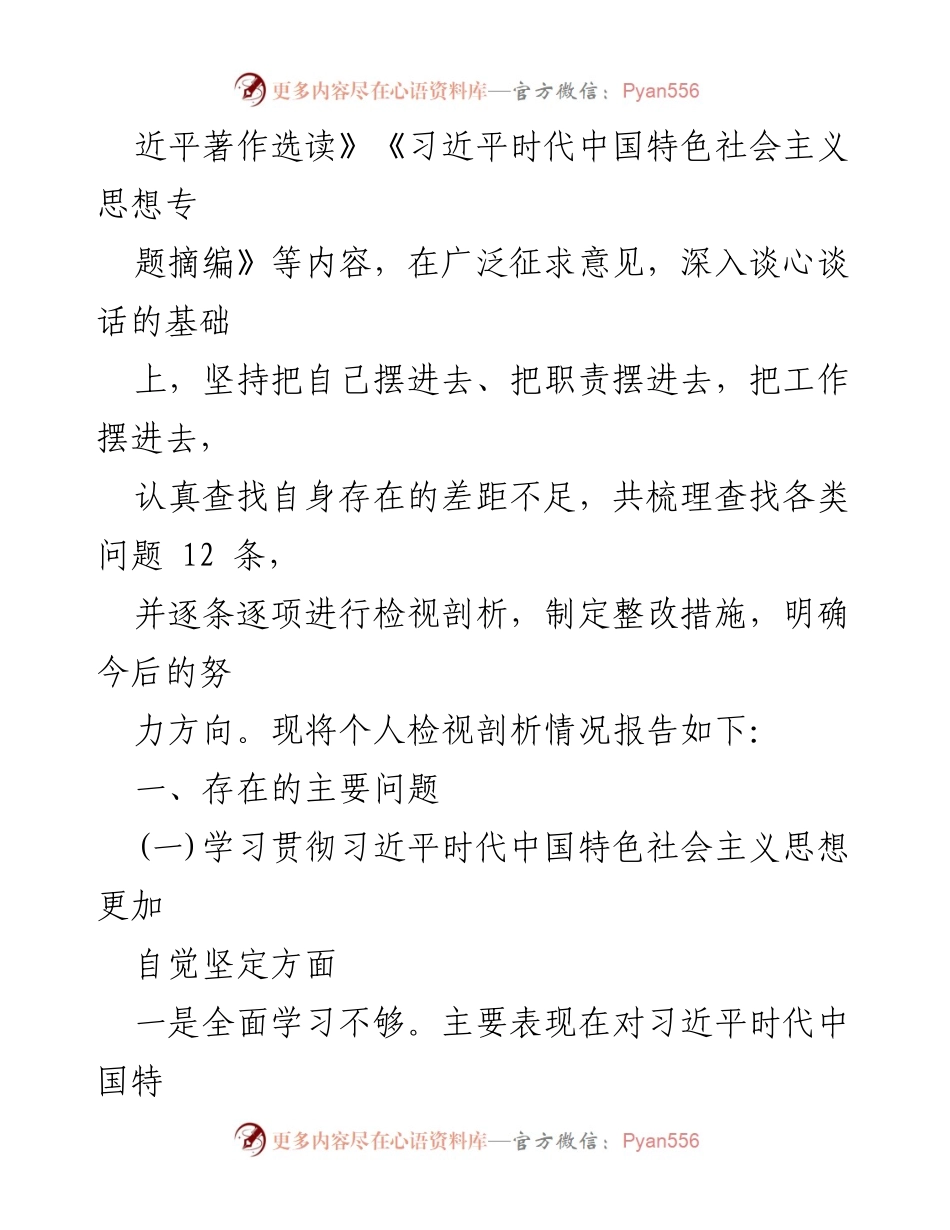 [工作总结] 主题教育 - 个人检视剖析报告：学习贯彻习近平新时代中国特色社会主义思想的反思与整改措施.docx_第2页