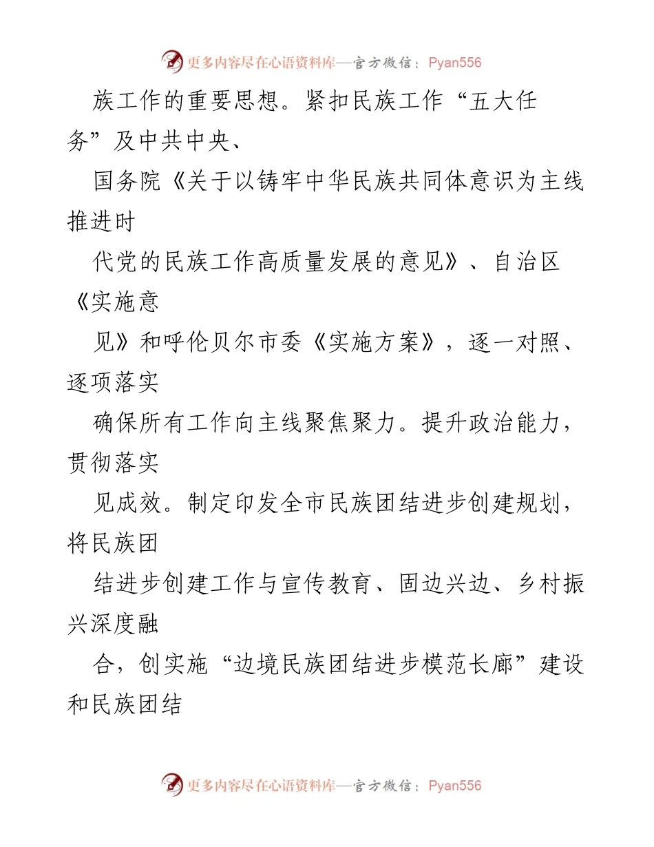 [工作总结] XX市民委工作会议 - 强化党建引领，推动民族团结进步事业.docx_第2页