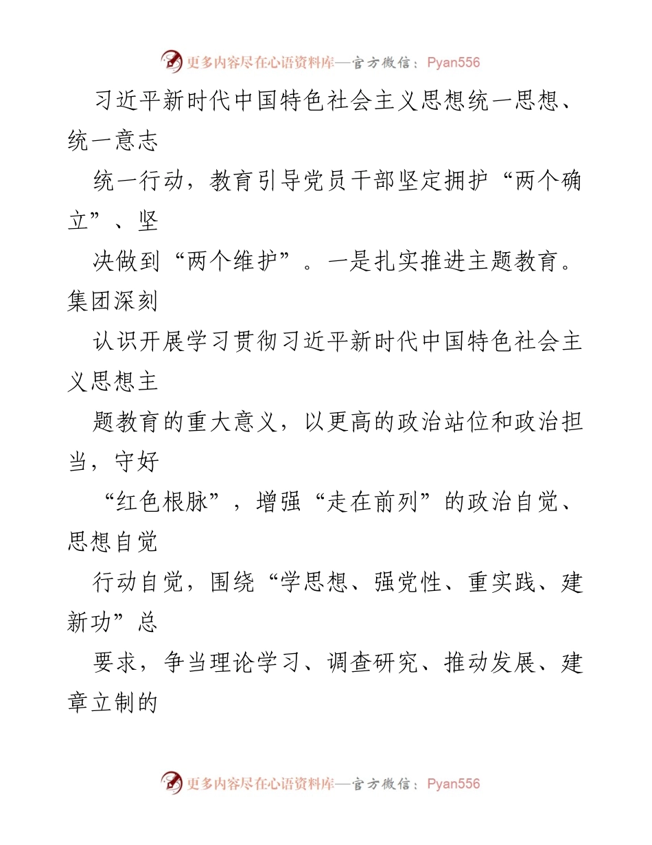 [工作总结] 主题教育阶段性汇报 - 集团主题教育进展情况汇报.docx_第2页