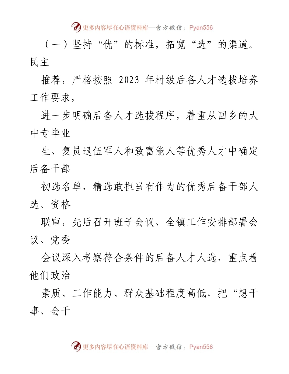 [工作总结] 乡镇 - 2023年村级后备人才选拔培养工作总结与反思.docx_第2页