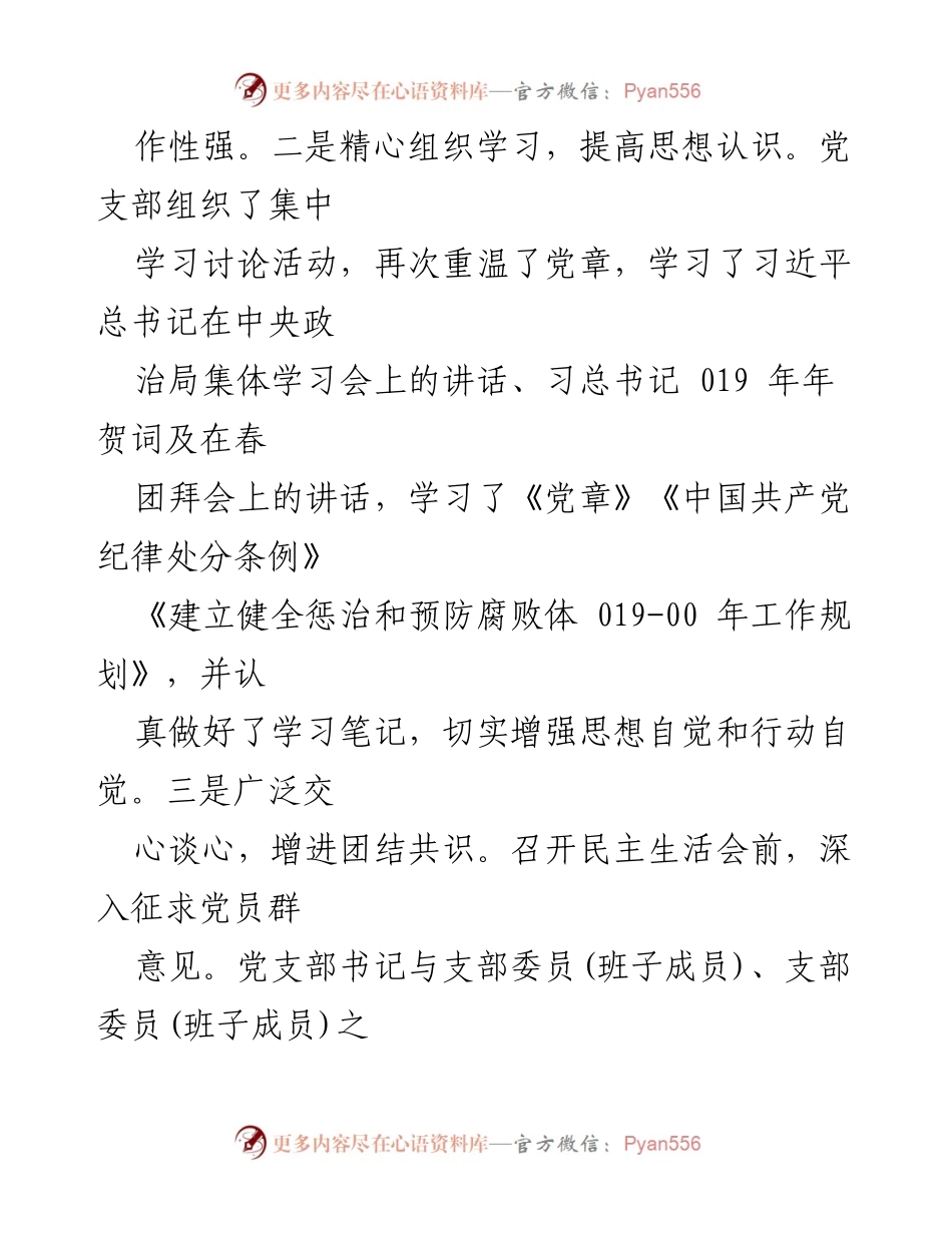 [工作总结] XX村党支部2019年度党员领导干部民主生活会情况报告.docx_第2页