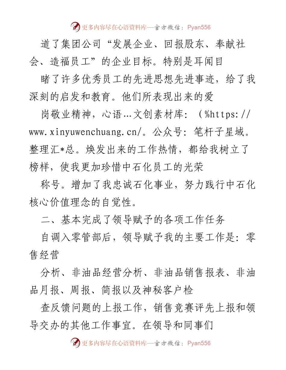 [工作总结] 中石化零管部 - 半年工作总结与个人成长反思.docx_第2页