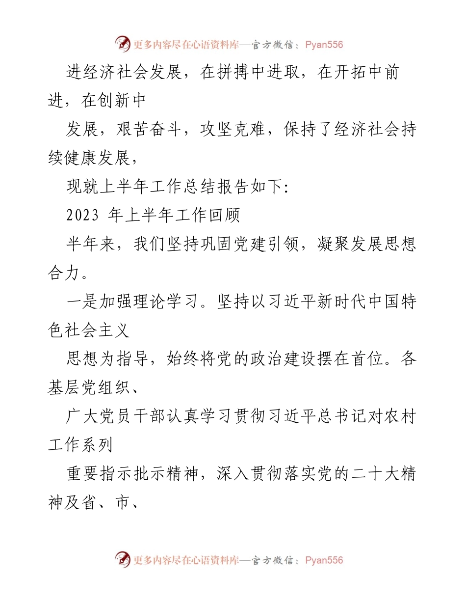 [工作总结] 乡镇工作会议 - 2023年上半年工作总结与下半年计划报告.docx_第2页
