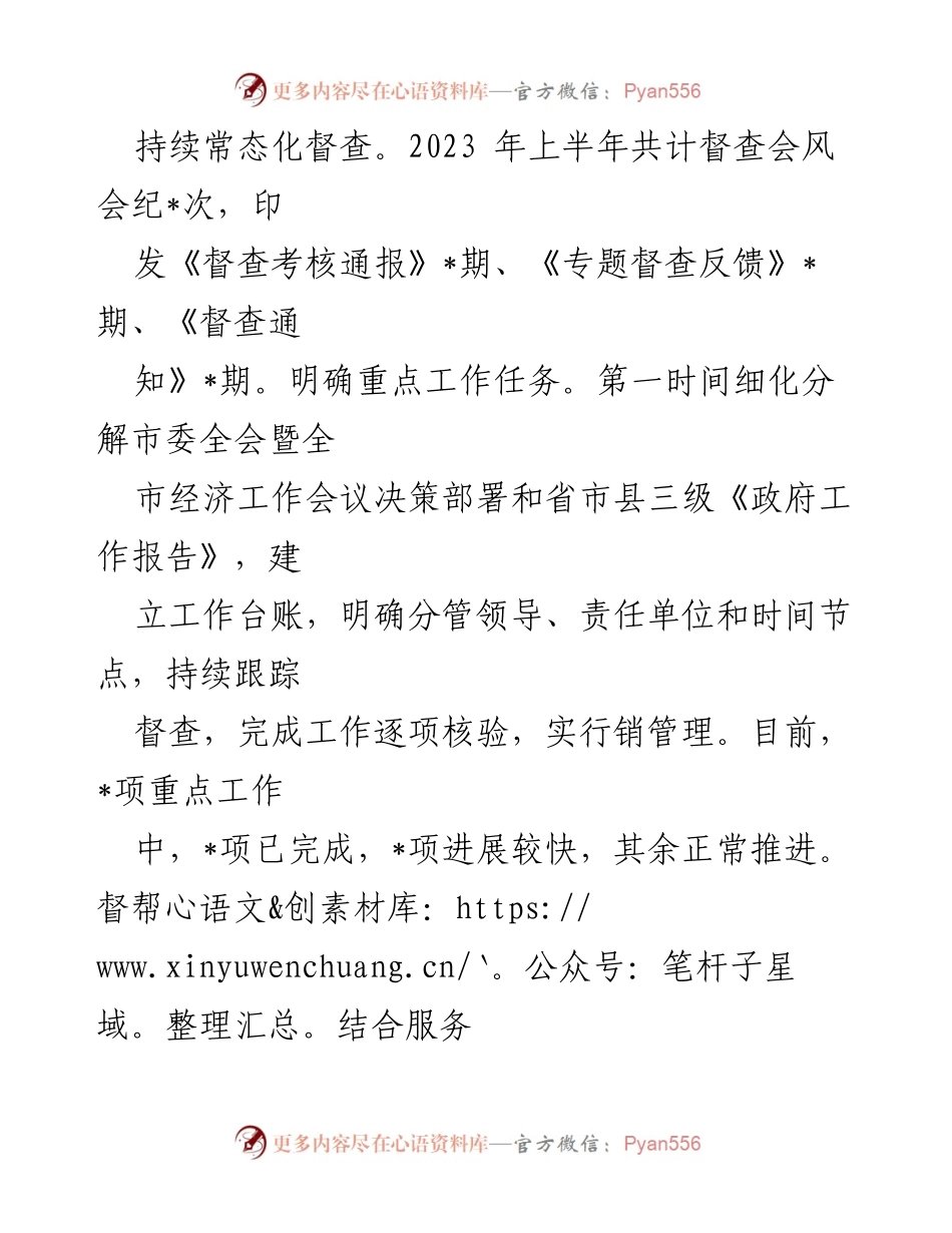 [工作总结] 上半年工作总结 - 2023年上半年市委市政府督查局工作总结及下半年谋划.docx_第2页