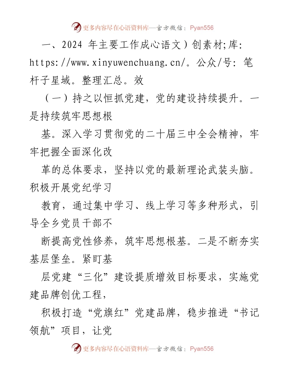 [工作总结] 乡镇 - 2024年度工作总结与成效报告.docx_第2页