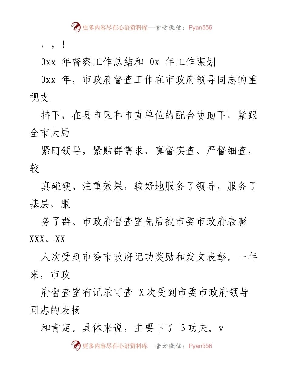 [工作总结] 202X年市政府督查工作总结与202X年工作谋划.docx_第1页