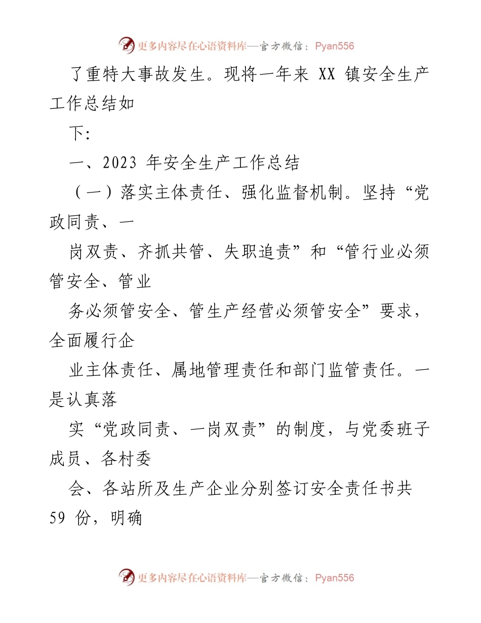 [工作总结] XX镇 - 2023年安全生产工作总结与2024年工作计划.docx_第2页