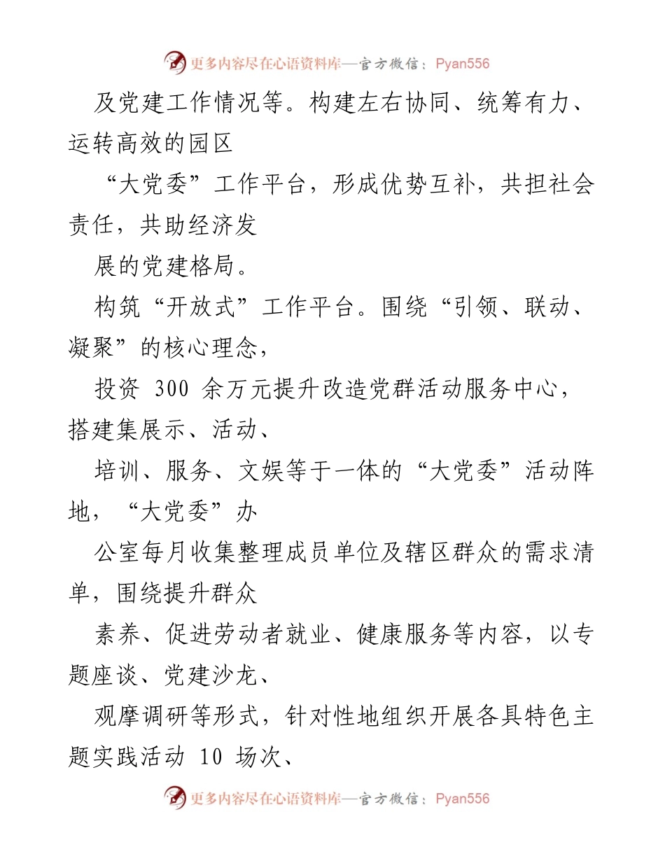 [工作总结] XX工贸园区 - “大党委”引领园区党建与经济发展新模式.docx_第2页