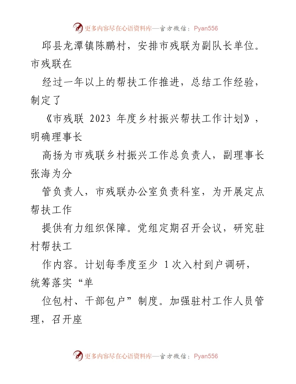 [工作总结] 乡村振兴 - 2023年XX市残联第一季度定点帮扶工作总结.docx_第2页