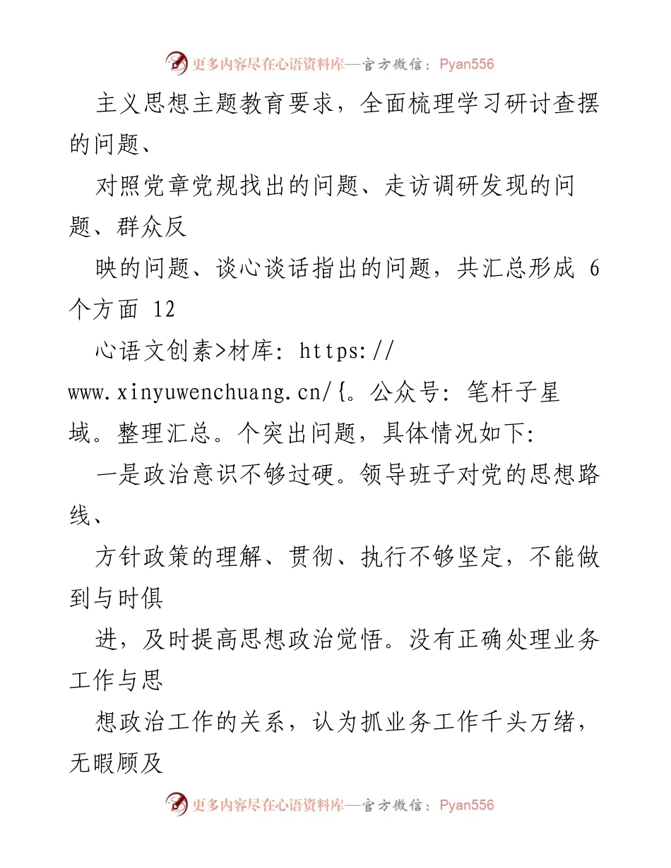 [工作总结] 主题教育 - 2023年主题教育班子查摆问题清单分析.docx_第2页