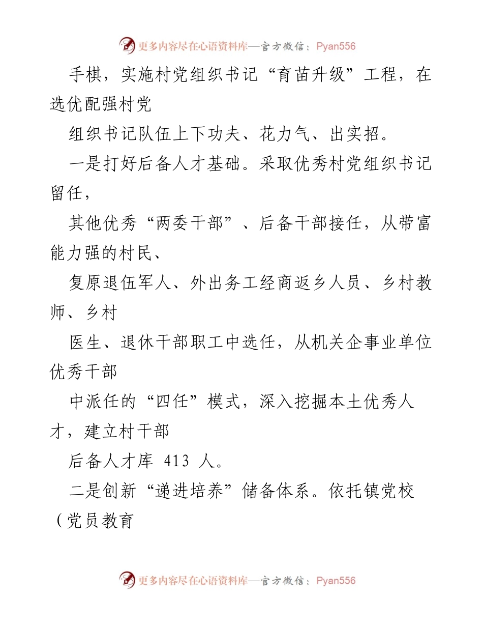 [工作总结] 乡镇党委 - 基层党组织带头人队伍建设工作汇报.docx_第2页