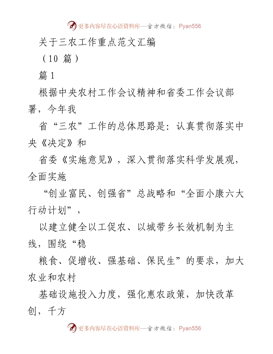 [工作总结] 三农工作会议 - 2023年三农工作重点与实施策略总结.docx_第1页