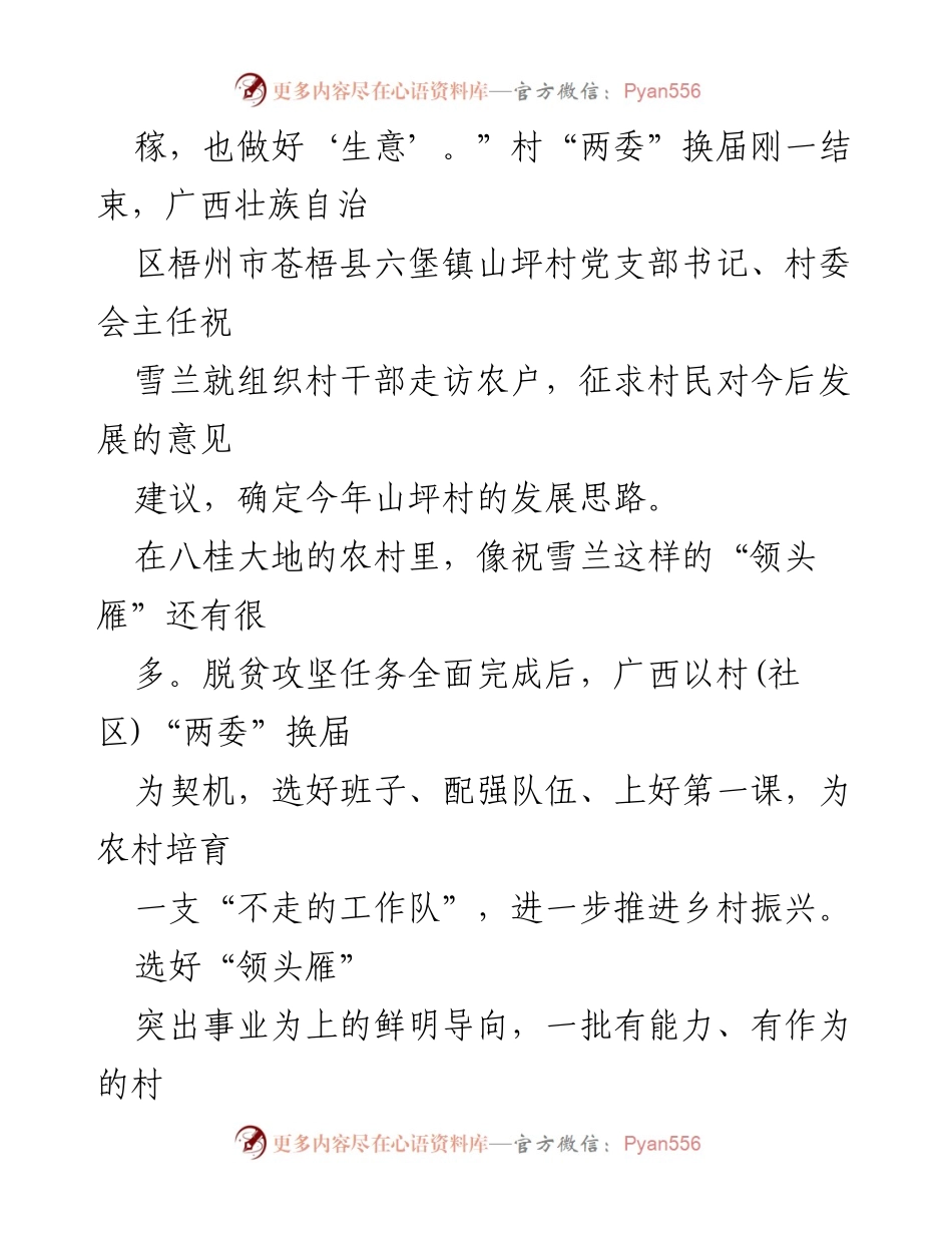 [工作总结] 乡村振兴 - 选优配强村干部，推动乡村振兴新发展.docx_第2页