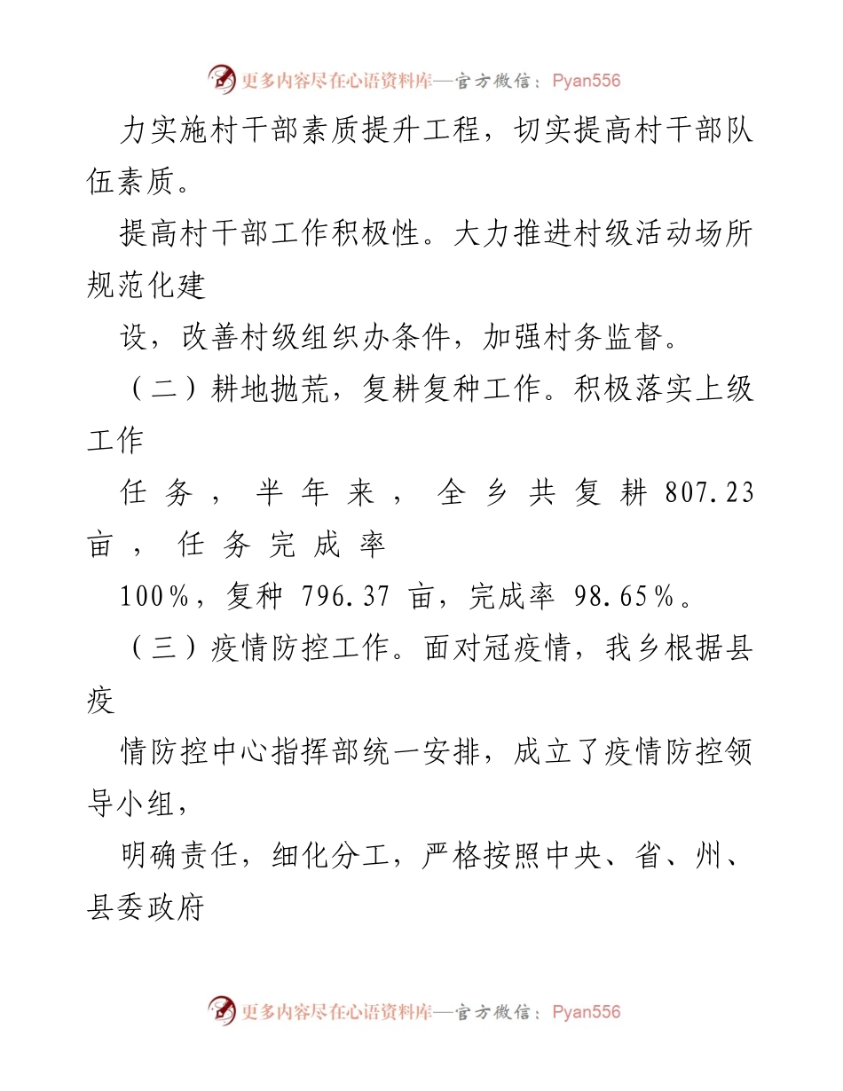 [工作总结] 乡镇 - 2022年上半年xxx乡工作总结报告.docx_第2页