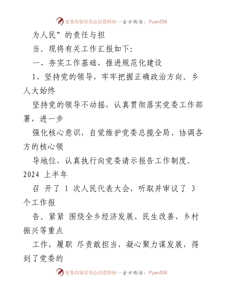 [工作总结] 乡人大 - 2024年上半年乡人大工作总结与履职成效.docx_第2页