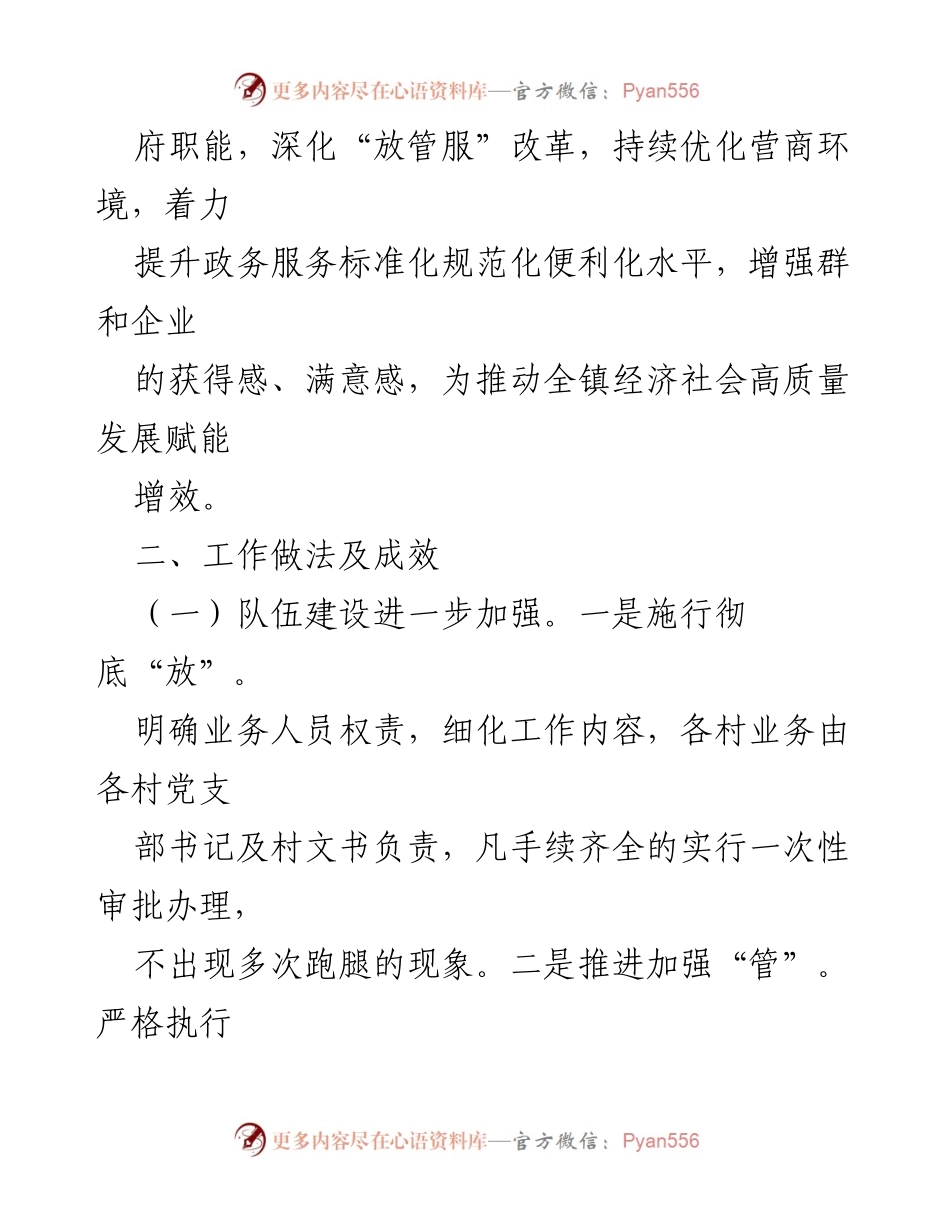 [工作总结] X镇2024年第一季度 - 深化“放管服”改革，优化营商环境工作总结.docx_第2页
