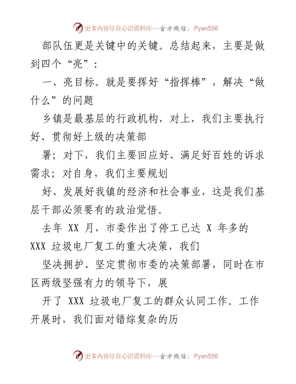 [工作总结] 乡镇党委书记任职 - 乡镇垃圾电厂复工工作的经验总结.docx_第2页