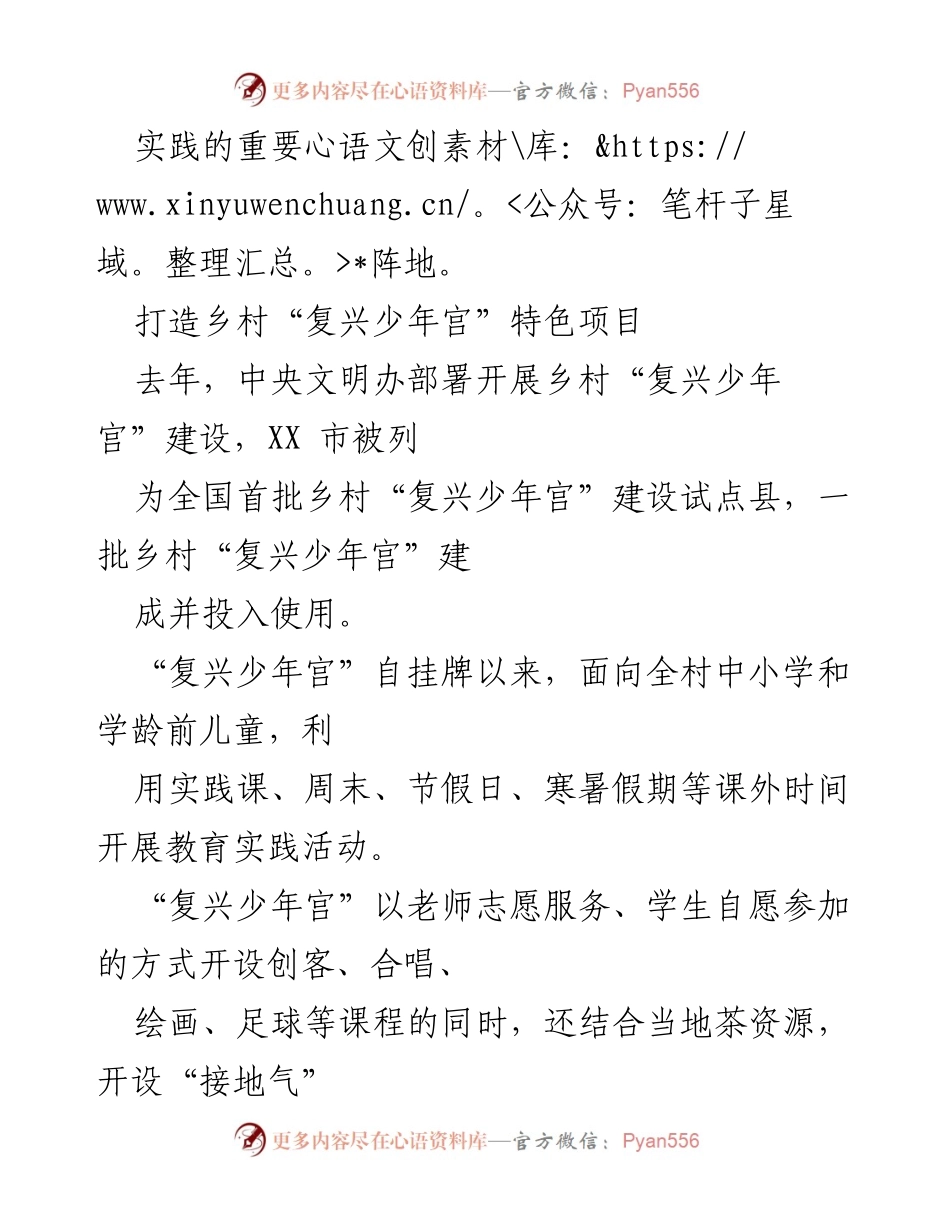 [工作总结] 乡村教育实践 - 乡村“复兴少年宫”建设成效与特色活动总结.docx_第2页