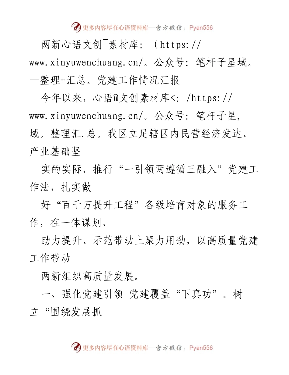 [工作总结] 两新党建工作 - 两新组织党建工作情况汇报及提升措施.docx_第1页