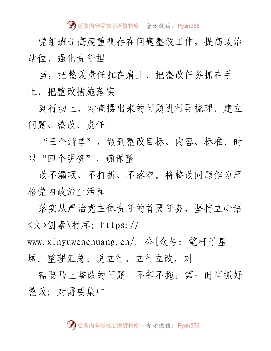 [工作总结] 2023年民主生活会 - XX 党组2023年度整改落实情况报告.docx_第2页