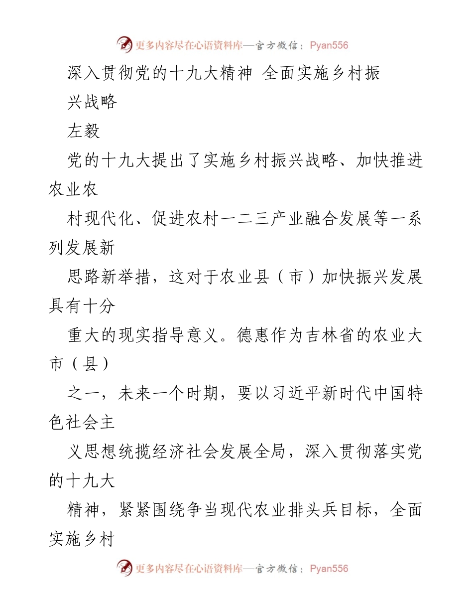 [工作总结] 乡村振兴战略实施 - 德惠市乡村振兴战略实施工作总结与展望.docx_第1页
