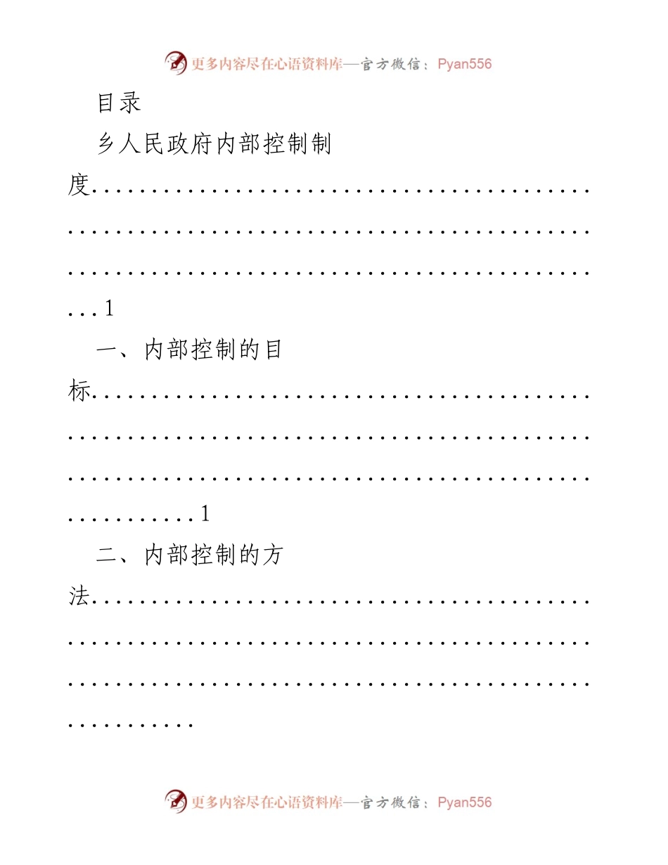 [工作总结] 乡人民政府内部控制制度概述.docx_第1页