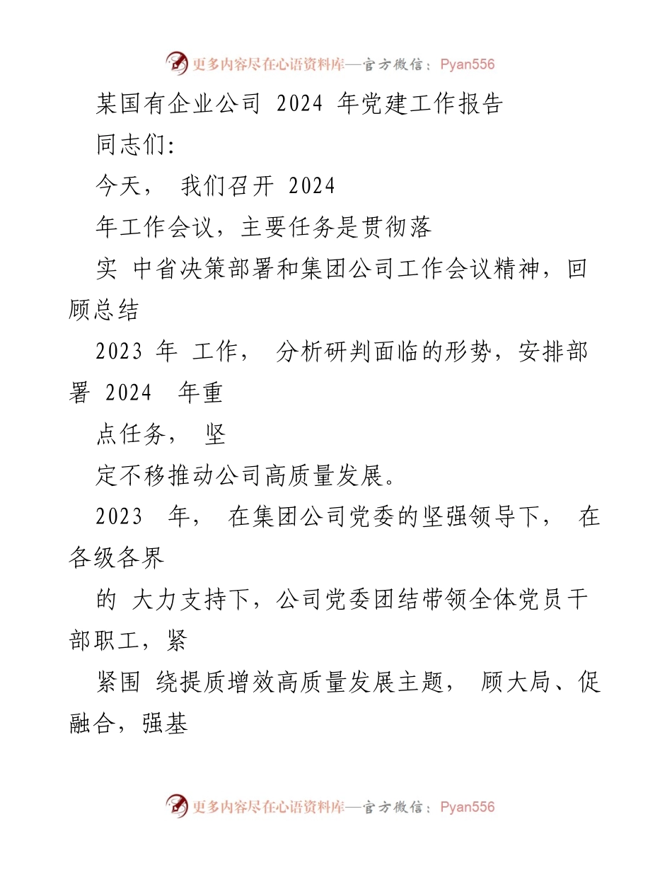 [工作总结] 2024年工作会议 - 2024年党建工作总结报告_1.docx_第1页