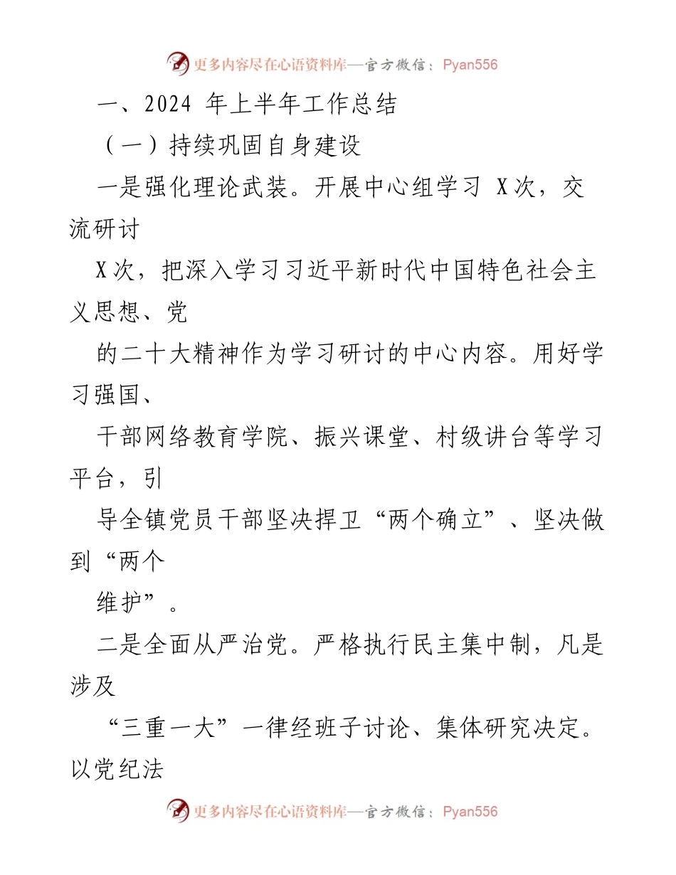 [工作总结] 乡镇 - 2024年上半年工作总结与下半年发展规划.docx_第2页