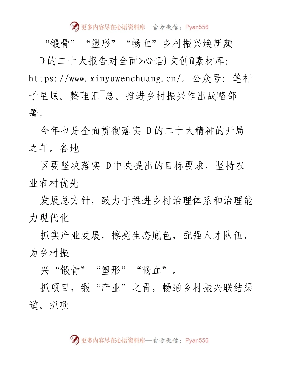 [工作总结] 乡村振兴会议 - “锻骨塑形畅血”助力乡村振兴新局面.docx_第1页