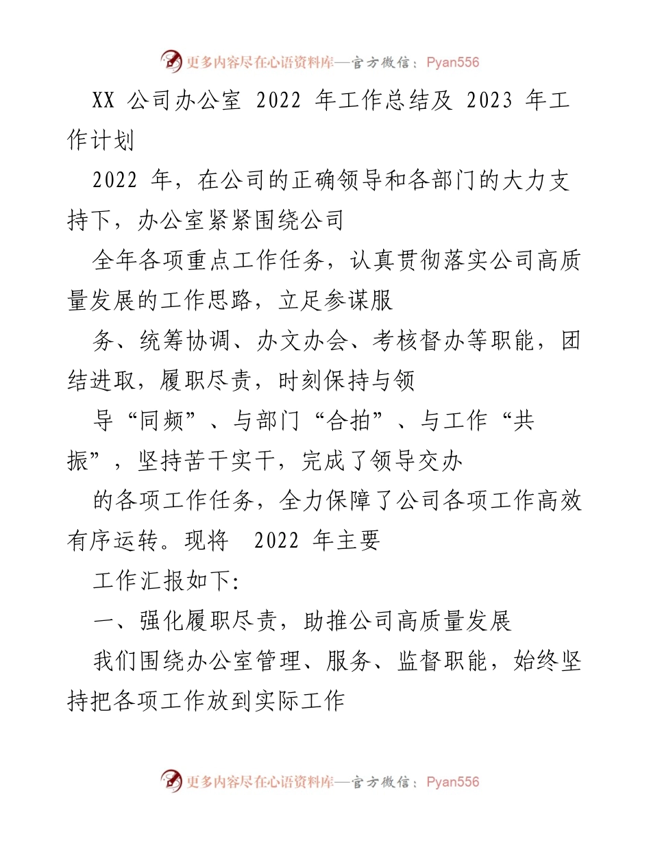 [工作总结] XX 公司 - 2022 年工作总结及 2023 年工作计划.docx_第1页