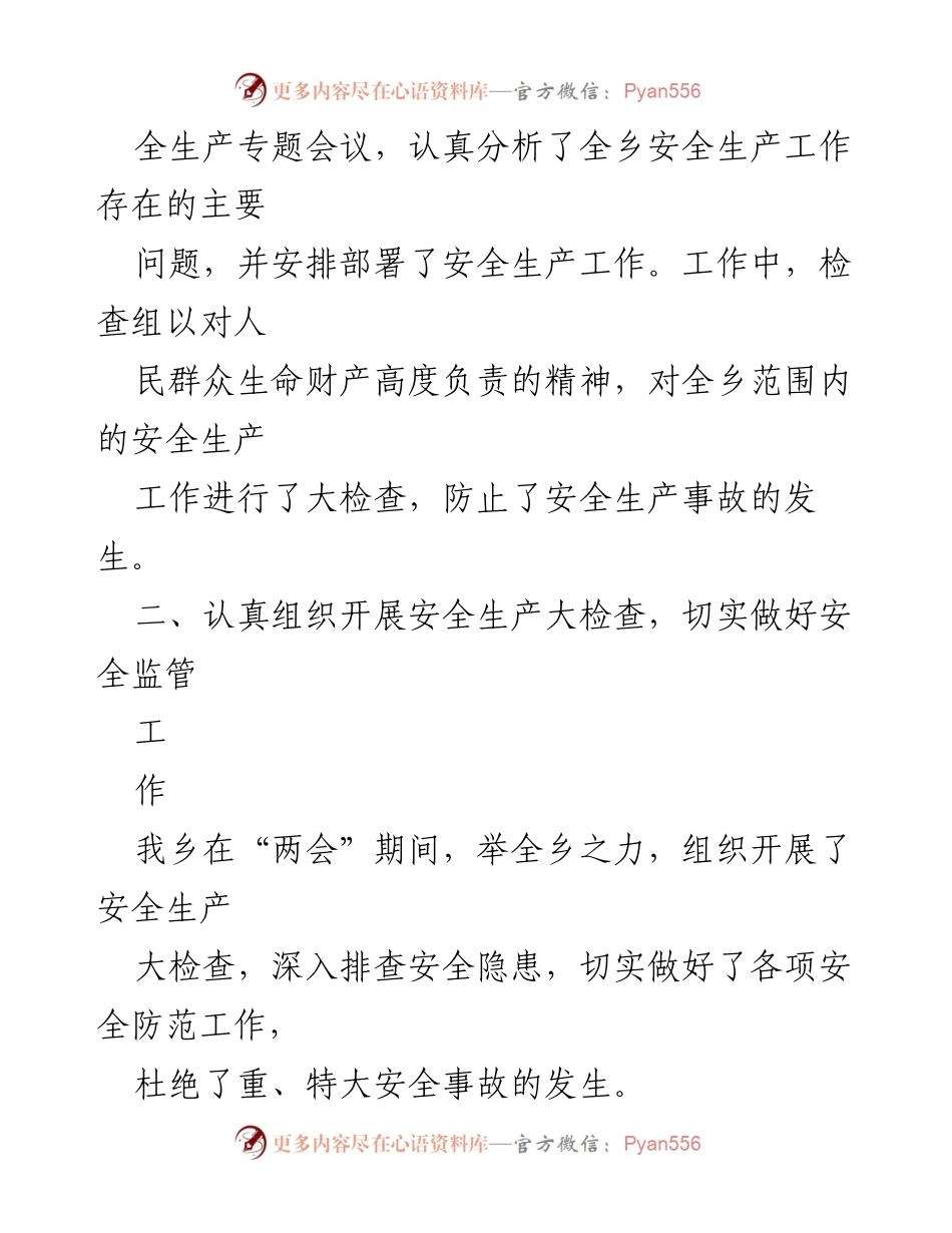 [工作总结] 两会期间 - XX乡安全生产工作总结.docx_第2页