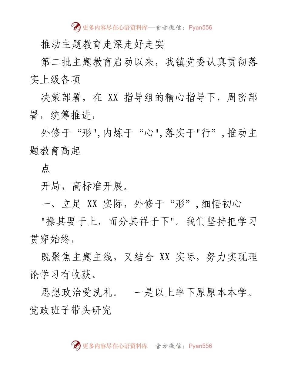 [工作总结] 主题教育 - 深入推进主题教育，检视初心与使命.docx_第1页