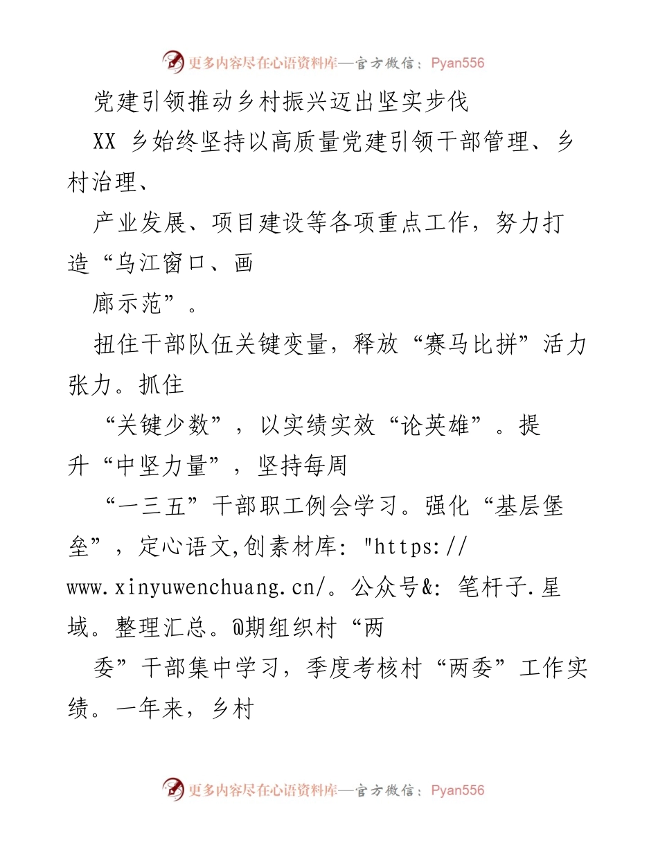 [工作总结] 乡村振兴推进会 - 党建引领下的乡村振兴实践与成效.docx_第1页