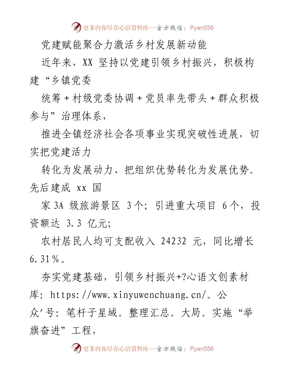[工作总结] 乡村振兴 - 党建引领乡村振兴新动能的实践与成效.docx_第1页