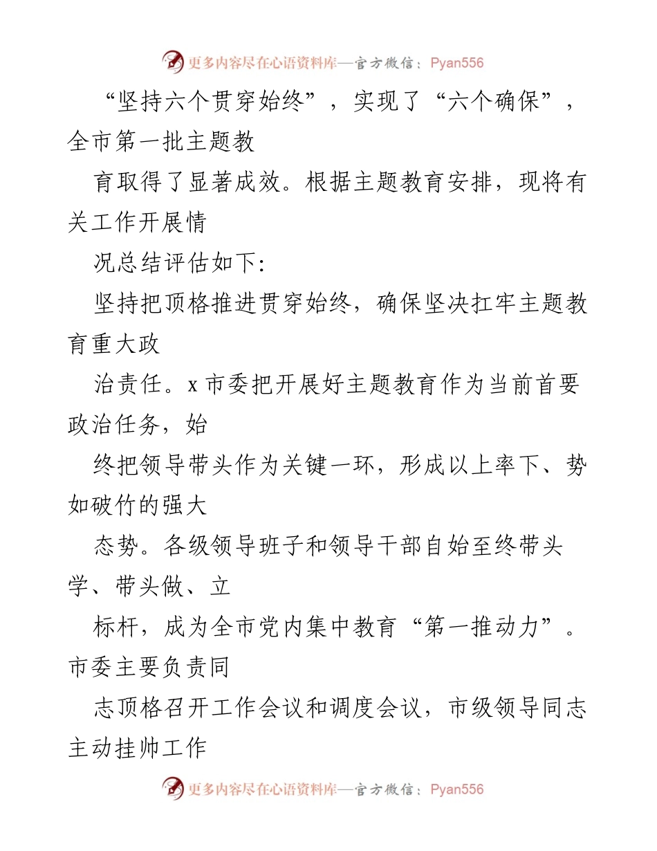 [工作总结] 主题教育 - 2023年第一批主题教育总结评估报告.docx_第2页
