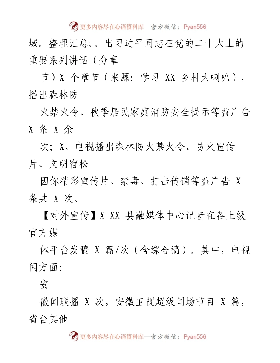 [工作总结] XX 县融媒体中心 - X 月份工作总结报告.docx_第2页