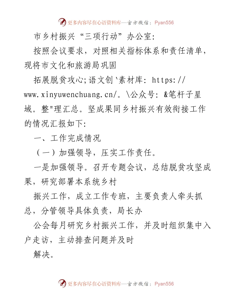 [工作总结] 乡村振兴工作会议 - 市文化和旅游局乡村振兴工作情况汇报.docx_第1页