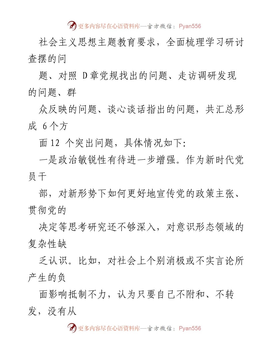 [工作总结] 主题教育 - 2023年度主题教育存在的问题分析.docx_第2页