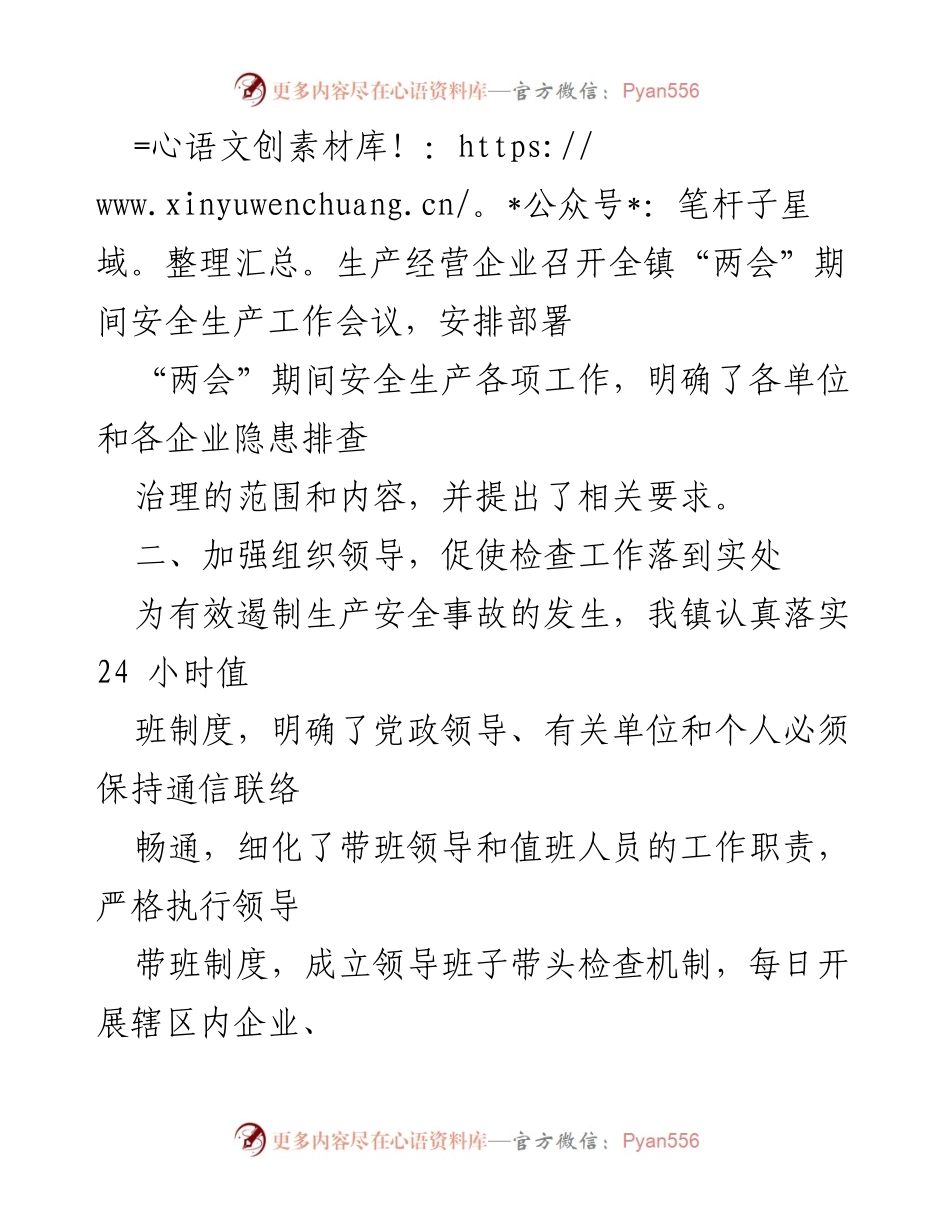 [工作总结] 两会期间 - XX镇安全生产工作总结.docx_第2页