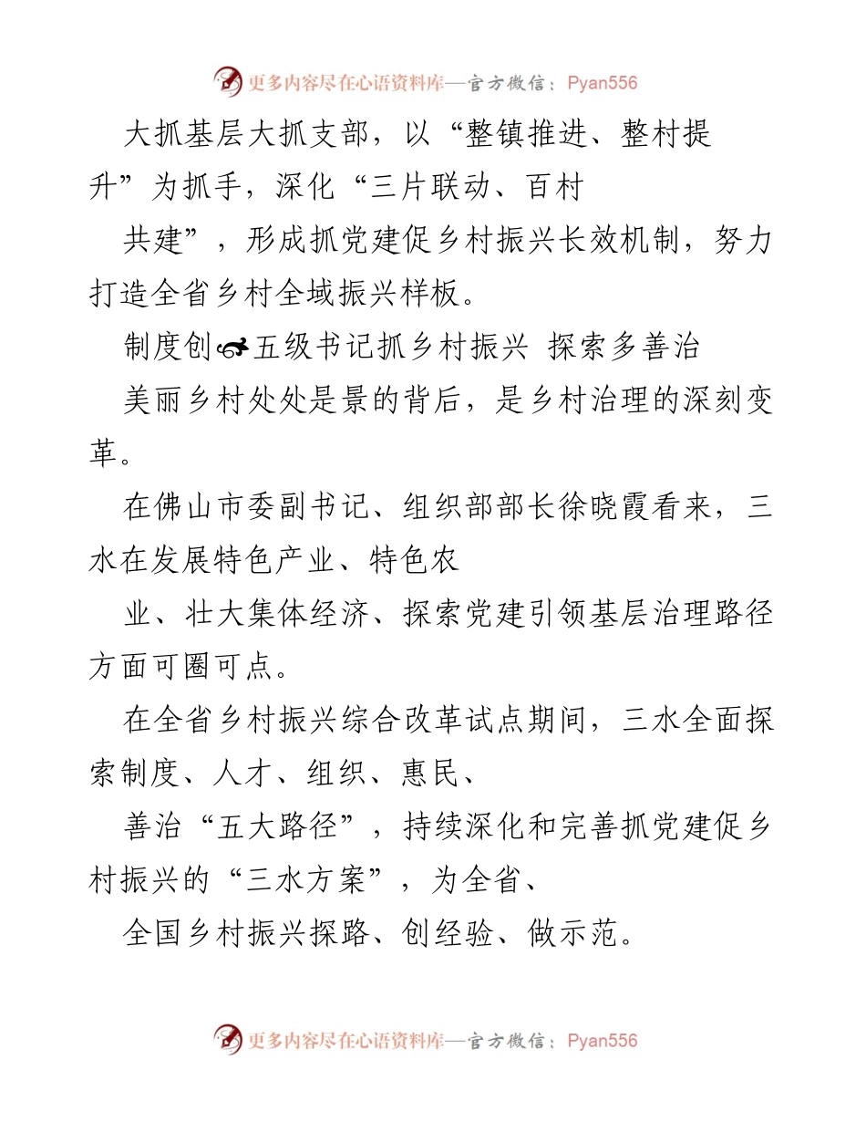 [工作总结] 乡村振兴现场会 - 三水区党建引领乡村全域振兴经验总结.docx_第2页