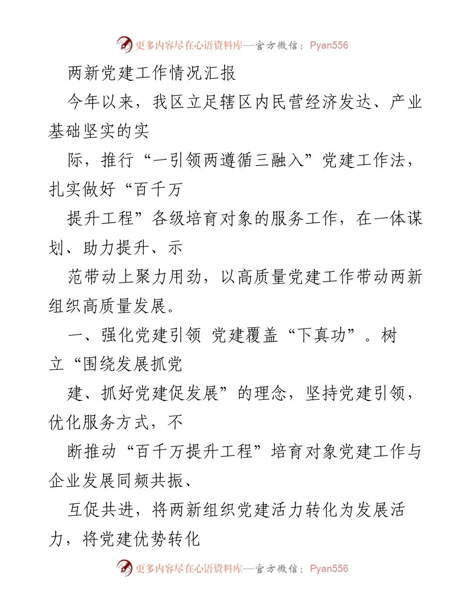 [工作总结] 两新党建工作情况 - 2023年两新党建工作情况汇报与成效分析.docx_第1页