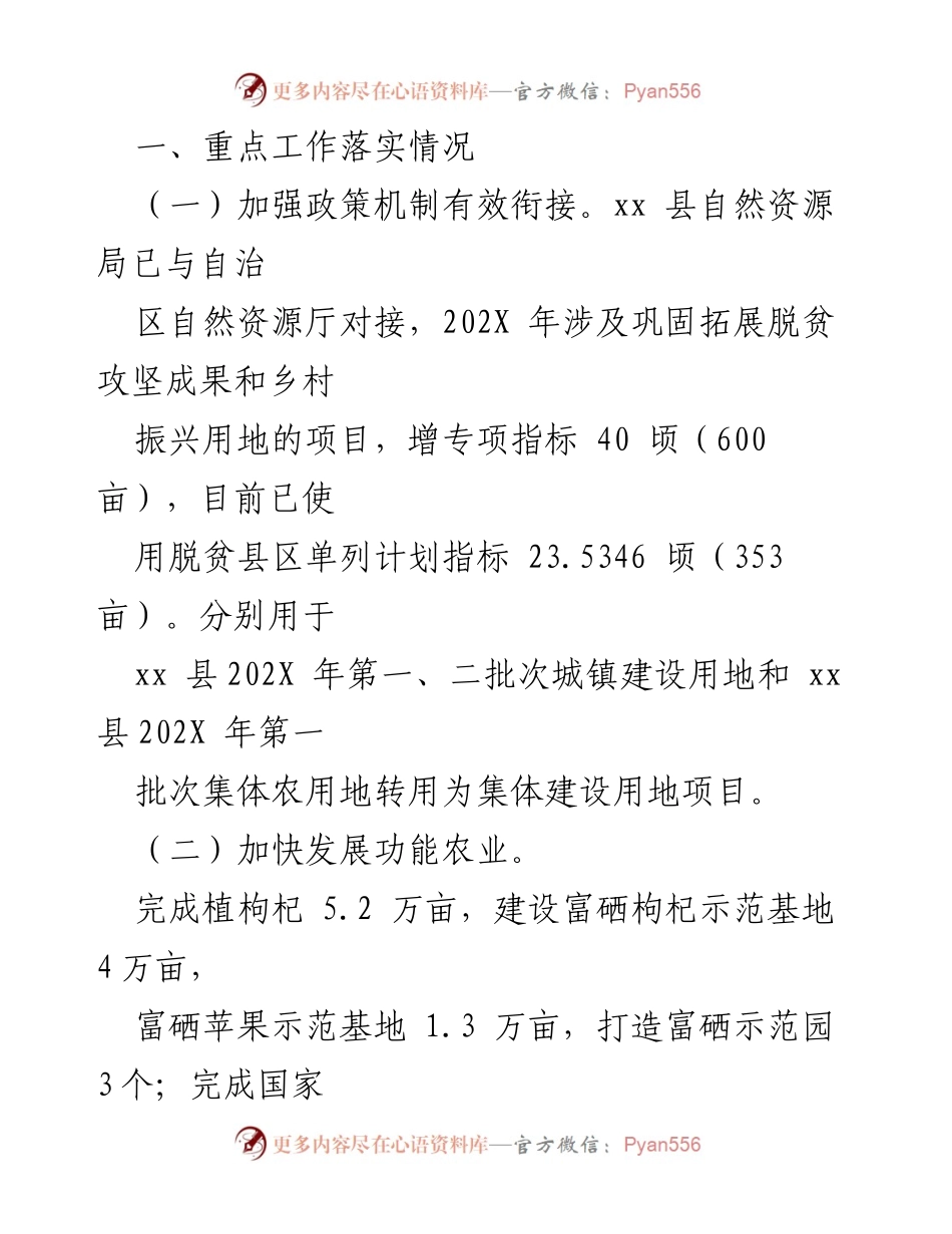 [工作总结] 乡村振兴战略实施 - XX市自然资源局202X年乡村振兴战略进展情况报告.docx_第2页