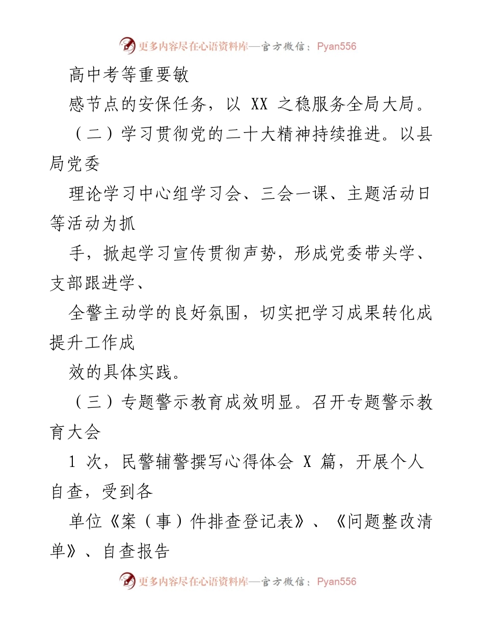 [工作总结] XX县公安局 - 2023年上半年公安工作总结.docx_第2页