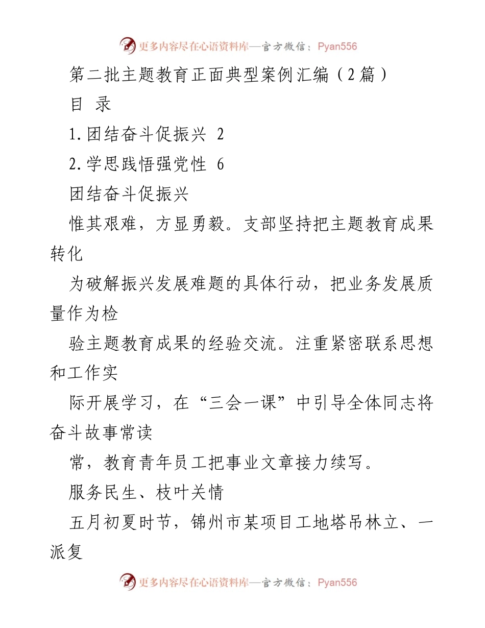 [工作总结] 主题教育 - 第二批主题教育典型案例汇编总结.docx_第1页