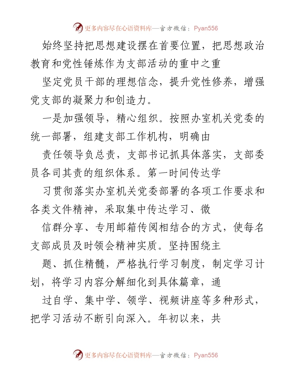 [工作总结] 上半年党支部工作总结 - 党支部建设与活动总结报告.docx_第2页