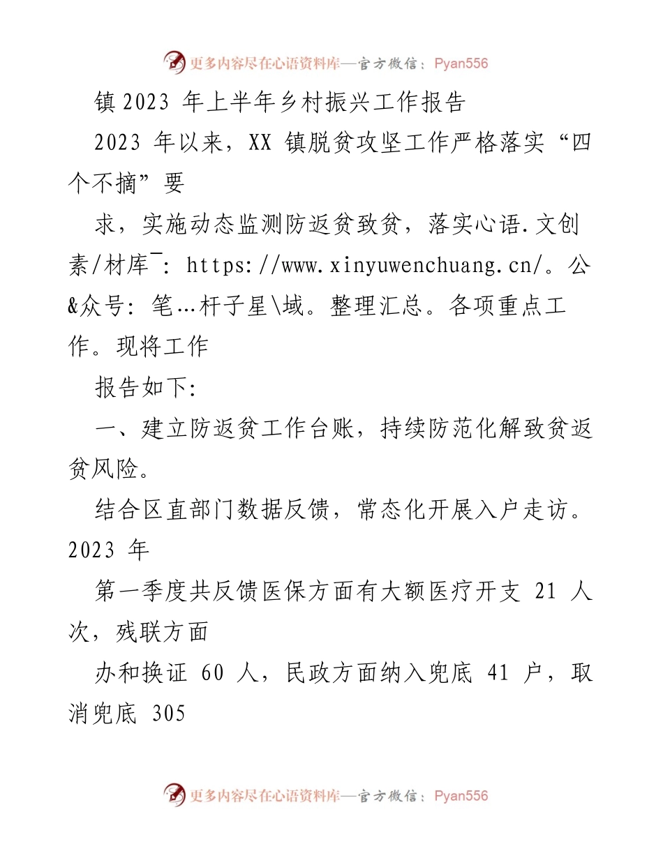[工作总结] 乡村振兴工作 - 2023年上半年乡村振兴工作总结报告.docx_第1页